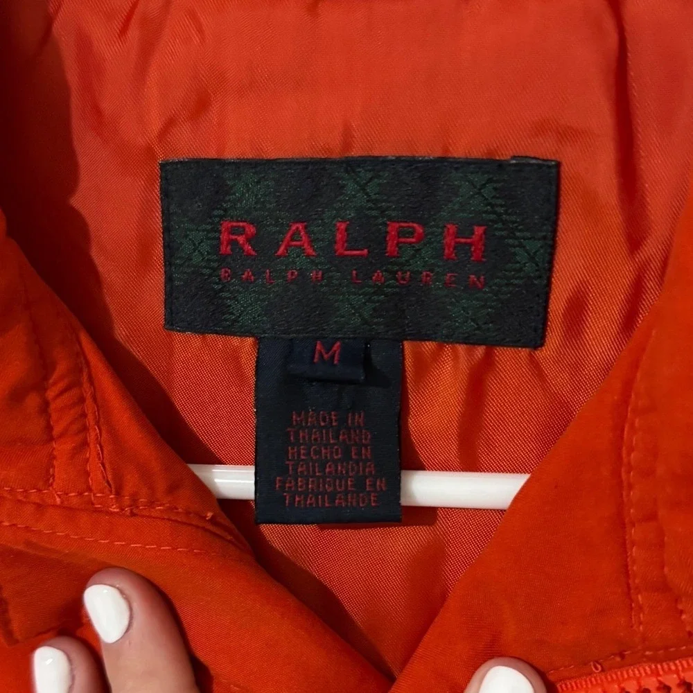 Vintage Ralph Lauren Womens Red Quilted Full Zip Vest Sleeveless Jacket Medium